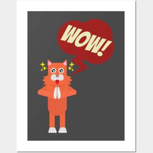 cat wow t-shirt Posters and Art